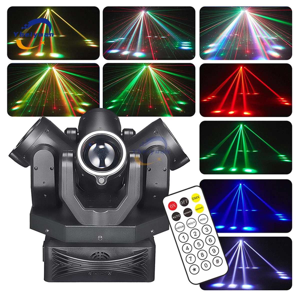 150W LED Moving Head Beam Light with RGBW 4-in-1 Laser Effect, DMX512, Remote Control – Ideal for DJ, Disco, Bar, and Christmas Party Lighting