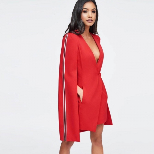 Adyce New Winter Women Slim Trench Coats Sexy White Red Deep V Single Breasted Celebrity Party Coats Long Sleeve Club Coats