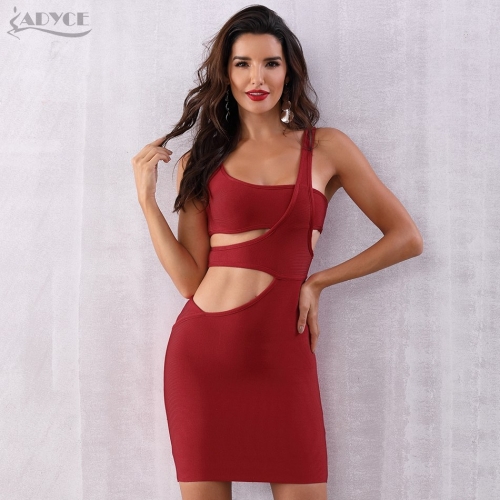 ADYCE Summer Women Bandage Dress Vestidos Verano 2019 Red Tank Sexy Hollow Out Sleeveless Bodycon Celebrity Party Dress Clubwear