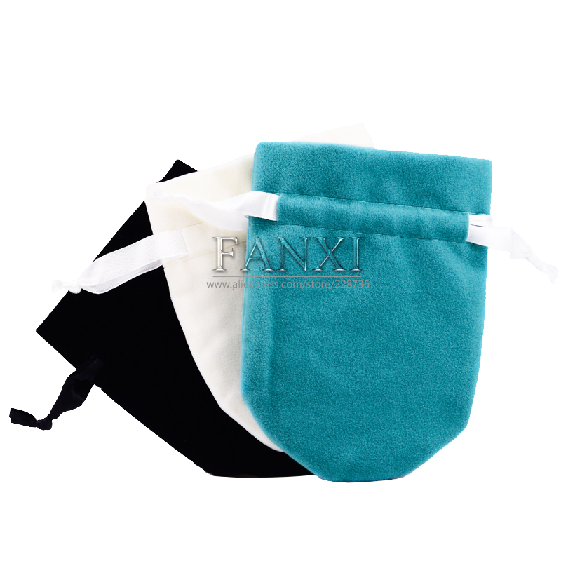 FANXI Wholesale Custom Logo Round Bottom Drawstring Jewellery Bag For Gift Watch Jewelry Gift Packaging Velvet Pouch
