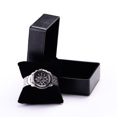 FANXI Custom OEM Plastic Gift Boxes With Velvet Cushion For Bangle Bracelet Black PU Leather Watch Packaging Box