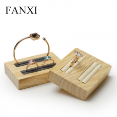 FANXI Wholesale Custom Wood Jewelry Displays With Microfiber Insert For Wedding Rings Bangle Bracelet Holder Wooden Ring Display