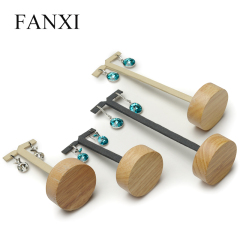 FANXI Wholesale Wooden Jewelry Exhibitor Organizer With Metal Rack For Ear Stud Custom Earrings Display Holder