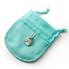 FANXI Custom Logo Jewelry Pouches For Ring Necklace Bangle Bracelet Packing Double-face Blue Microfiber Pouch Bag