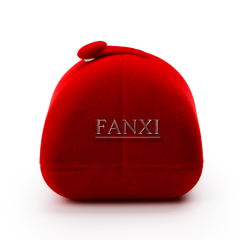 FANXI Custom Logo Plastic Jewelry Boxes With Button For Ring Double Ring Earrings Necklace Bangle Bracelet Packing Red Velvet Box