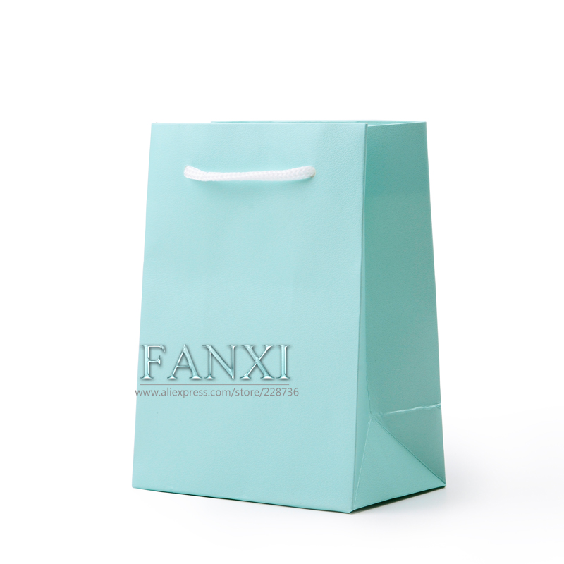 FANXI Wholesale Custom Paper Shopping Bags With Handle For Jewelry Gift Cosmetic Store Packaging Green Fancy Leatherette Paper Gift Bag