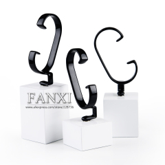 FANXI Wholesale Custom Logo White Lacquer Base With Black Rubber C Ring For Bangle Bracelet Wooden Watch Display