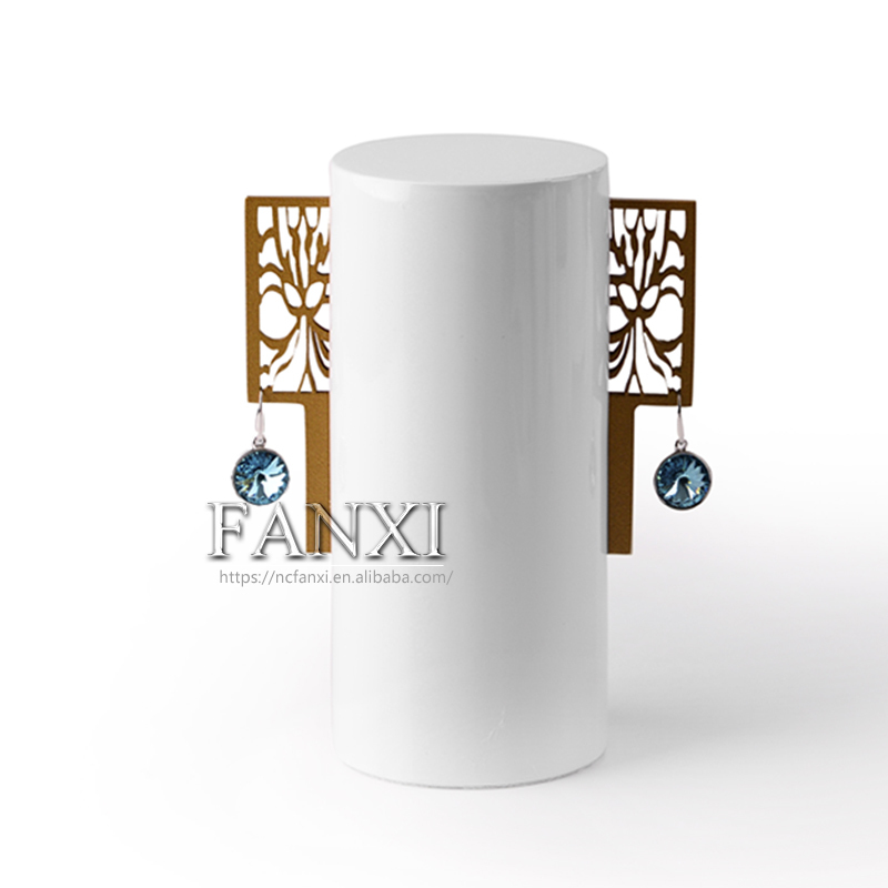 FANXI Wholesale Resin Jewellery Shop Exhibitor Organizer Luxury White Glossy Finish Lacquer Jewelry Display Set