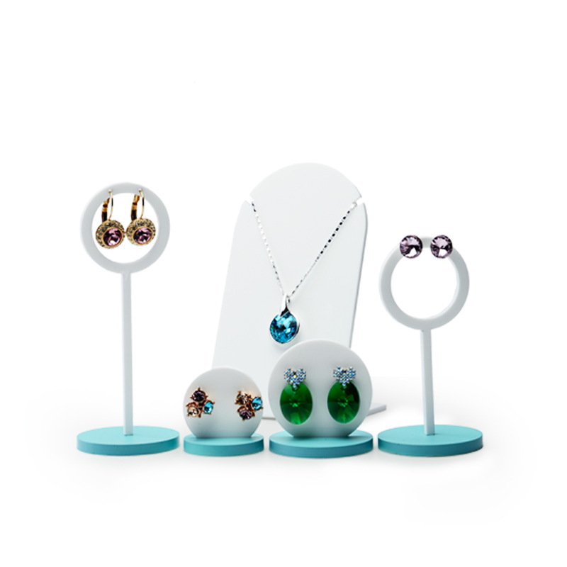 FANXI Wholesale Custom Logo Plexiglass Jewelry Exhibitor Organizer For Earrings Necklace Pendant White And Green Acrylic Jewellery Display