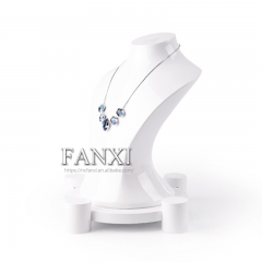 FANXI Wholesale Resin Jewellery Shop Exhibitor Organizer Luxury White Glossy Finish Lacquer Jewelry Display Set