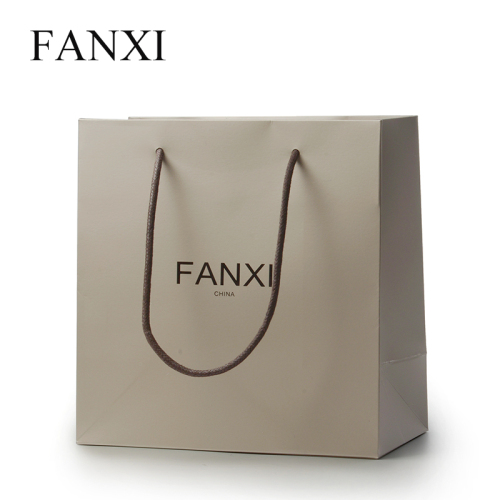 FANXI Wholesale Custom Logo Printing Coated Paper Shopping Bag For Jewelry Cloth Boutique Shop Luxury Brown Paper Packing Bag