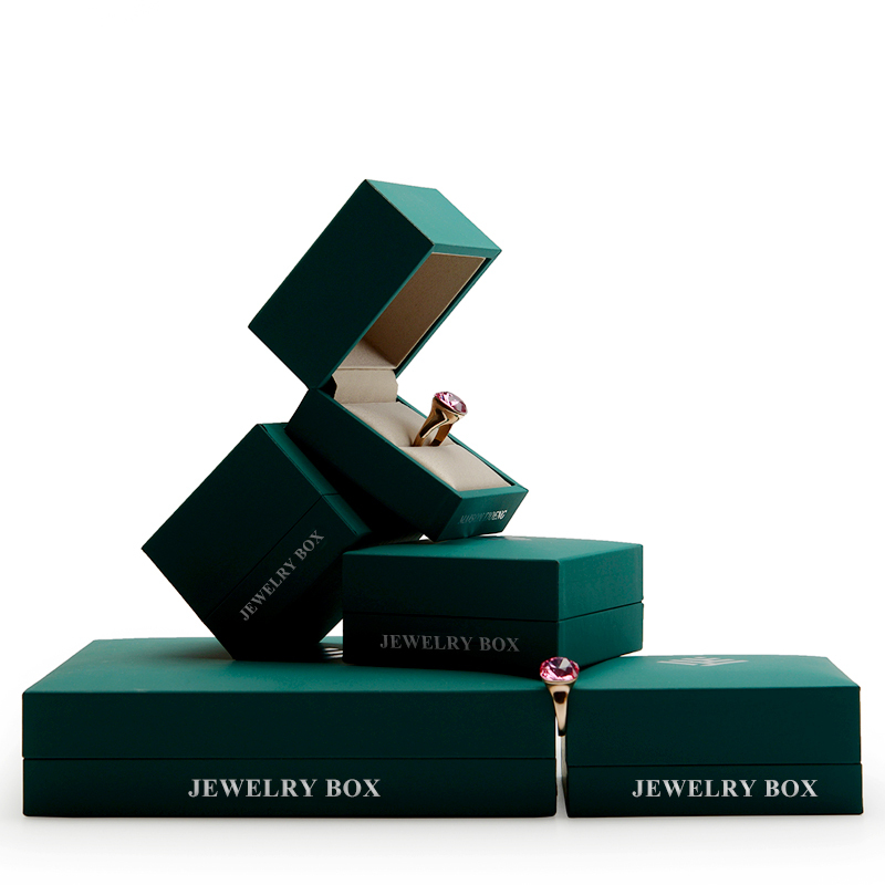 FANXI Unique Custom Jewellery Gift Box For Ring Necklace Bracelet Luxury  Light Green Microfiber Double Door