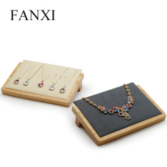 FANXI Wholesale Custom Microfiber Jewelry Shop Counter And Store Window Showcase Wooden Necklace Display