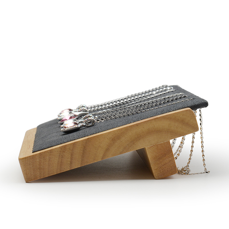 FANXI Wholesale Custom Microfiber Jewelry Shop Counter And Store Window Showcase Wooden Necklace Display