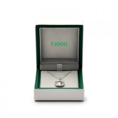FANXI Wholesale White And Green PU Leather Gift Boxes With Velvet Insert For Ring Necklace Bangle Bracelet Packaging Jewelry Box Custom Logo
