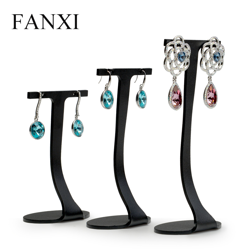 FANXI Custom Jewelry Display Stand For Earring Jewellery Hanger Unique Black Metal Earrings Holder