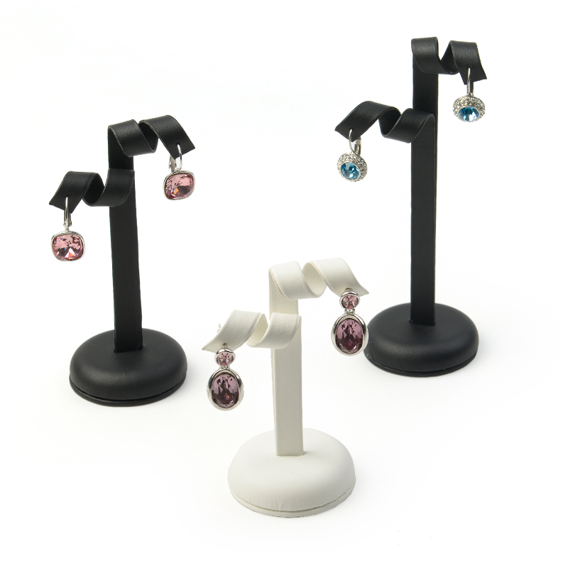 FANXI Custom Jewelry Display Props For Jewellery Shop Counter And Window Showcase Black And White PU Leather Earring Display