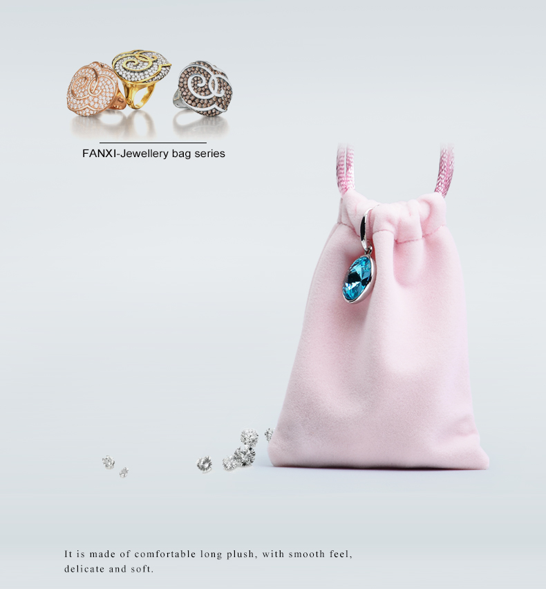 FANXI 12PCS/LOT Soft Small Velvet Jewelry Bag with Silk Ribbon