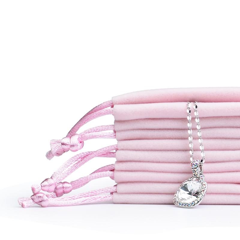 FANXI 12PCS/LOT Soft Small Velvet Jewelry Bag with Silk Ribbon