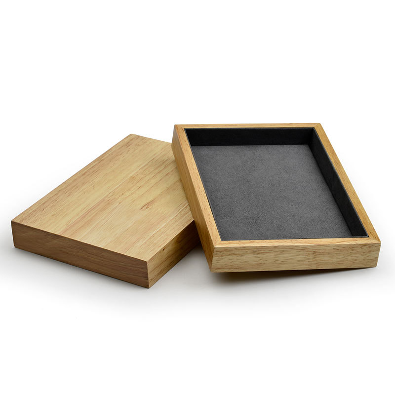 FANXI Beige And Gray Microfiber Jewellery Display Service Trays For Ring Necklace Bracelet Showcase Solid Wood Luxury Empty Jewelry Serving Tray