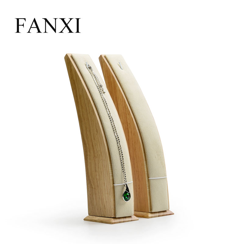FANXI Wholesale Solid Wood With Microfiber Jewelry Display Stand For Bracelet Necklace Jewelry Showcase Watch Display Holder