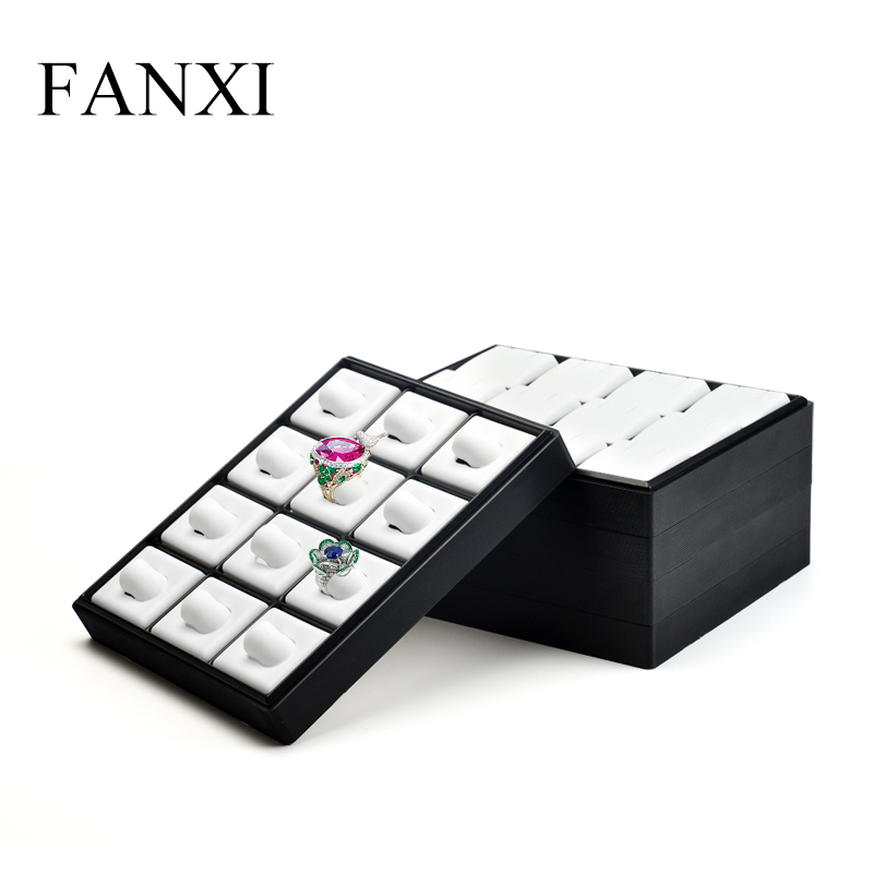 FANXI Wholesale Custom Cheap Jewellery Display Trays For Ring Earrings Necklace Pendant Ear Stud Showcase Plastic Jewelry Tray