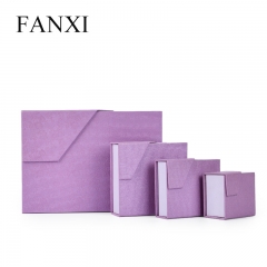 FANXI Wholesale Custom Cardboard Jewelry Box With Velvet Insert For Ring Necklace Bracelet Jewellery Gift Packing Purple Paper Box