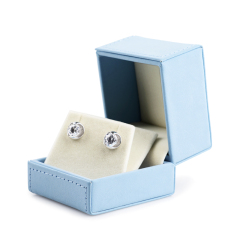 FANXI Custom Logo Jewelry Box With Beige Velvet Insert For Ring Double Ring Necklace Bracelet Packing Sky Blue Leather Jewellery Box