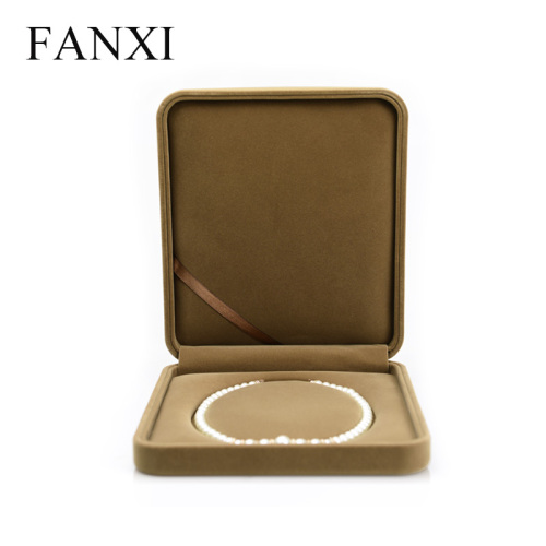 FANXI Accept Custom High End Velvet Big Necklace Jewelry Box Pearl Necklace Box