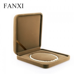 FANXI Accept Custom High End Velvet Big Necklace Jewelry Box Pearl Necklace Box