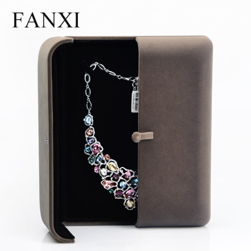 FANXI Accept Custom High End Velvet Big Necklace Jewelry Box Pearl Necklace Box