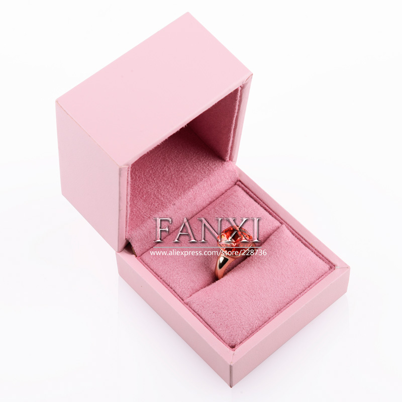 FANXI Custom Vintage Pink leatherette Paper Gift Boxes Storage Necklace Ring Bangle Jewelry Packing Box