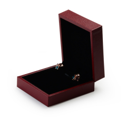 FANXI Factory Jewelry Box Series Red Color Leatherette Paper And Velvet Insert Plastic Pendant Earring Box