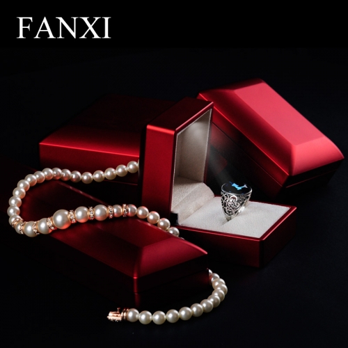 FANXI Custom Logo Plastic Packaging Box With Velvet Insert Red Touching Paint LED light Jewelry Box
