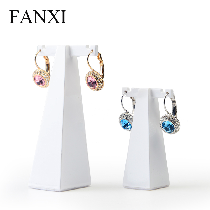 FANXI Luxury White Color Resin Earring Display Stand For Counter Earrings Hangers 1 Pairs Display Set