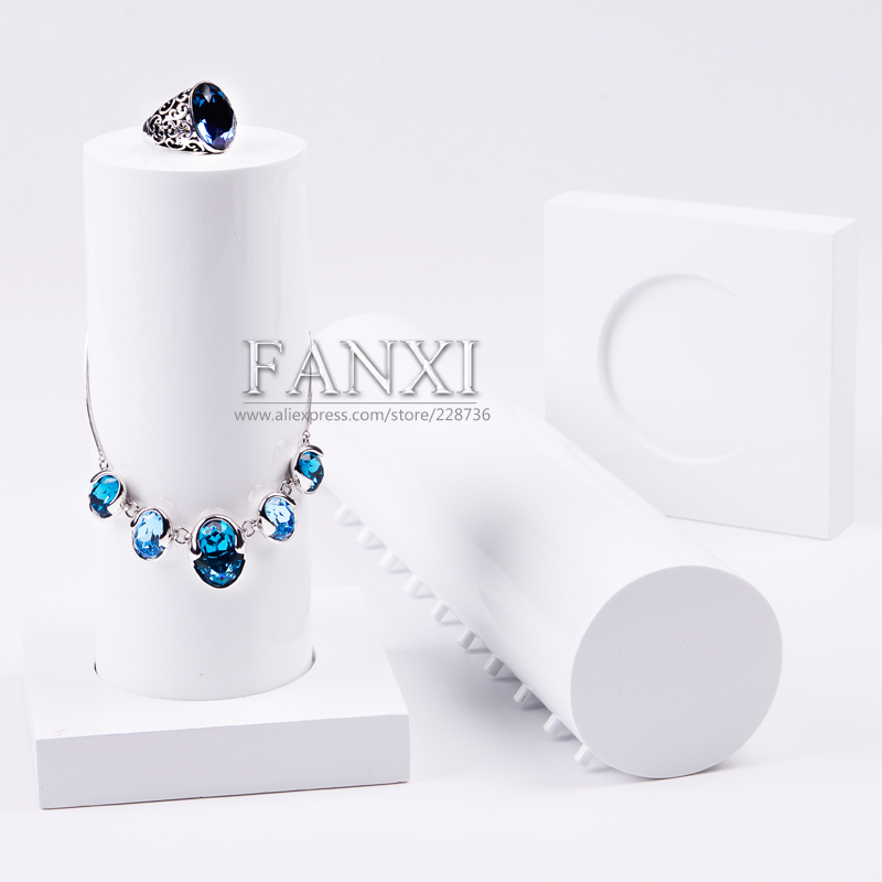 FANXI Manufacturer Custom Luxury White Resin With Lacquer Ring Bangle Necklace Pendant Bracelet Jewelry Display Stand