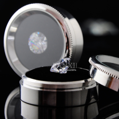 FANXI Custom logo Loose Diamond Box With Metal Round Diamond Case High Transparency Crystal Gemstone Display