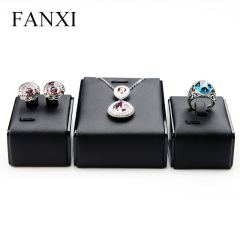 FANXI Custom Leather Jewellery Exhibitor Organizer Stand For Ring Earrings Necklace Bangle Bracelet Black Lacquer Jewelry Display Holder