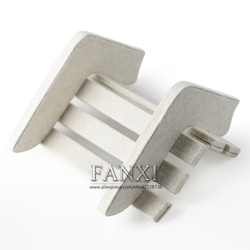 FANXI Factory Custom High Quality Thin Linen Fabric And Medium Fiber Boarde Creamy White Linen Jewelry Display Stand