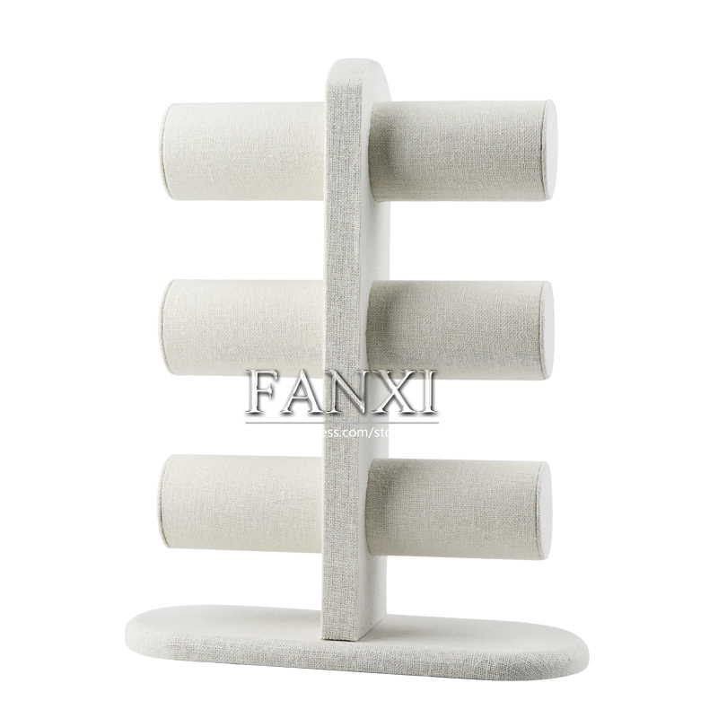 FANXI Factory Original Design Creamy White Fine Thin Linen Bracelet Hand Chain Display Stand