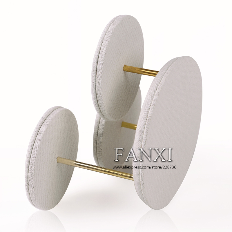 FANXI China Manufacturer Desk Shape Linen Round Table Jewelry Display Sets Finger Ring/Bangle/Neck Boutique Jewelry Display Stand