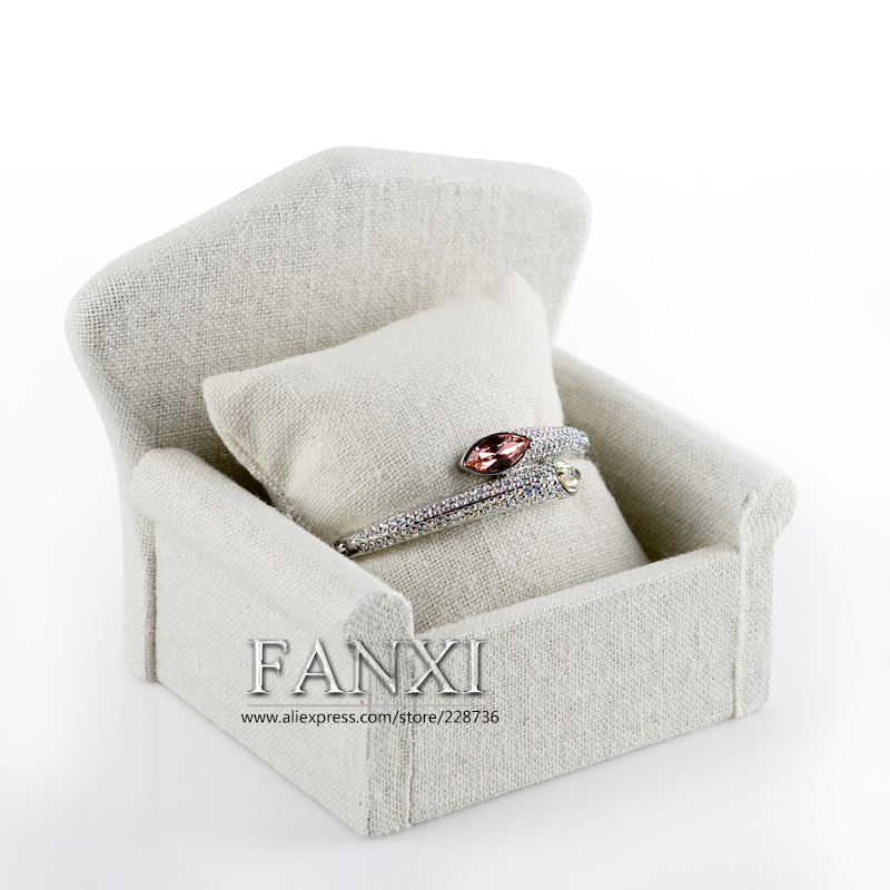 FANXI Manufacturer Jewelry Display Hight Quality Creamy White Linen Bangle Display Stand