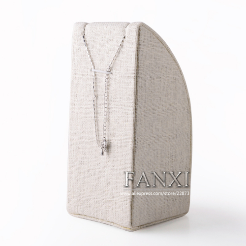 FANXI Factory Wholesale Custom Fashion Beige Linen Necklace Pendant Exhibitor Set Jewelry Display Stand