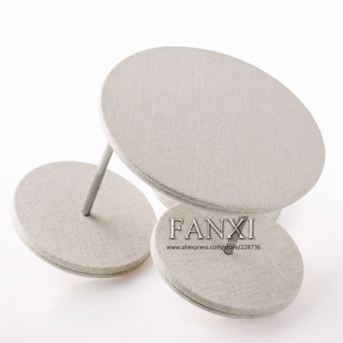 FANXI China Manufacturer Desk Shape Linen Round Table Jewelry Display Sets Finger Ring/Bangle/Neck Boutique Jewelry Display Stand