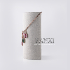 FANXI Free Style Semicircle Shape Linen Necklace Pendant Display Stand For Jewelry Counter Exhibitor