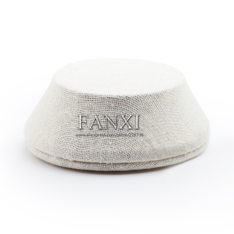 FANXI All Match Creamy White Linen Jewelry Display Stand For Ring Earrings Bracelet Bangle Necklace Exhibitor