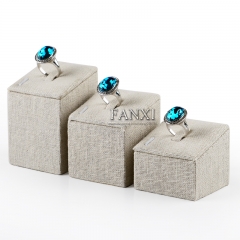 FANXI Wholesale Factory Custom MDF Wrapped With Beige Linen Jewelry Shop Jewelry Display Ring Counter