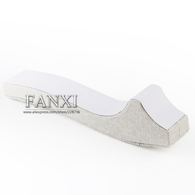 FANXI Wholesale Custom Creamy White Jewellery Exhibitor Organizer Linen Necklace Display Stand