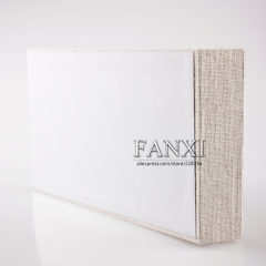 FANXI Custom Wood Jewelry Display Organizer For Ring And Necklace Beige Linen Jewelry Set Tray