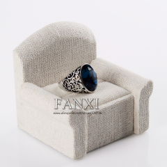 FANXI Elegant Sofa Shape Linen Ring Display Stand For Jewelry Counter Earrings Stud Holder Exhibition